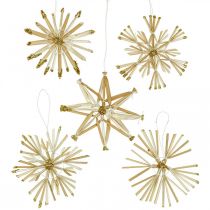 Artikel Strohsterne Glitzer Gold Set Weihnachtsschmuck Ø8cm 24 St
