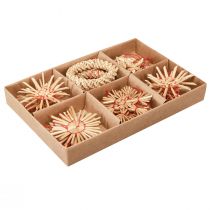 Artikel Strohsterne Christbaumschmuck Stroh Natur Rot Ø4-6cm 17 St