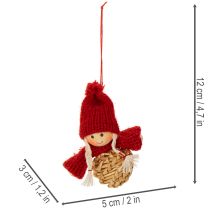 Artikel Strohanhänger Set 30-teilig Figuren und Sterne 4–6 cm Natur-Rot