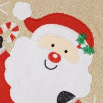 Artikel Weihnachtsstrümpfe 50 cm Stoff Rot-Beige mit Weihnachtsmann, Schneemann und Wichtel