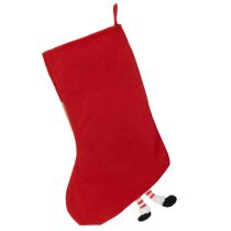 Artikel Weihnachtsstrümpfe 50 cm Stoff Rot-Beige mit Weihnachtsmann, Schneemann und Wichtel