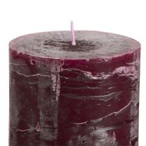 Artikel Stumpenkerzen Burgundrot 70 x 100 mm, 4 Stück, durchgefärbt, rustikale Oberfläche