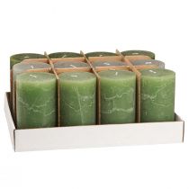 Artikel Set durchgefärbte Stumpenkerzen grün 70x120mm Tischdeko 12 Stück
