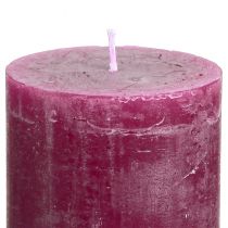 Artikel Durchgefärbte Stumpenkerzen Lila Berry 60×80mm 4er-Set