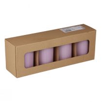Artikel Stumpenkerzen aus Wachs Flieder Rillenstruktur 70x90mm 4 Stück
