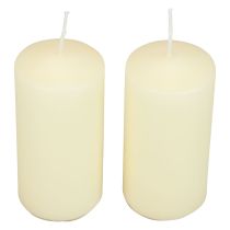 Artikel Stumpenkerzen Creme 100mm x 50mm aus Wachs, 12 Stück