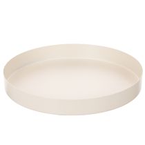 Artikel Rundes Tablett aus Metall 20 cm in Weiß für Wohnraumdekoration