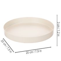 Artikel Rundes Tablett aus Metall 20 cm in Weiß für Wohnraumdekoration