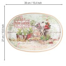 Artikel Tablett Oval mit Griff Fresh Garden Vintage 39x27x3,5cm