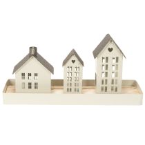 Artikel Lichthäuser Set aus Metall mit Tablett 35cm Grau