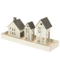 Artikel Lichthäuser Set aus Metall mit Tablett 35cm Grau
