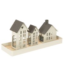 Artikel Lichthäuser Set aus Metall mit Tablett 35cm Grau