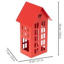Artikel Metall-Windlicht-Set Häuser Rot mit Tablett 35 cm