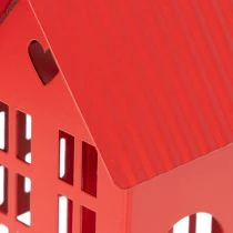Artikel Metall-Windlicht-Set Häuser Rot mit Tablett 35 cm