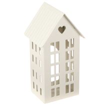 Artikel Mini Teelichthalter Häuser aus Metall, 15 cm, Weiß, 3er-Set für Indoor-Deko