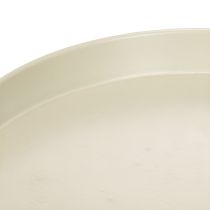 Artikel Tablett aus Metall mit Fuß 20 cm Beige-Grau für Kerzen und Figuren