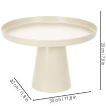 Artikel Dekotablett rund Metall Creme 30 cm auf Fuß für Tischdekoration