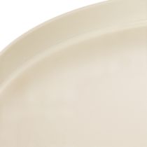 Artikel Dekotablett rund Metall Creme 30 cm auf Fuß für Tischdekoration