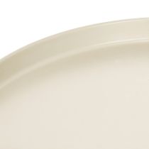 Artikel Dekotablett Metall 30 cm Beige Runde Form für Wohnraum