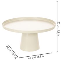 Artikel Runder Dekoteller aus Metall beige 40 cm mit 20 cm hohem Fuß