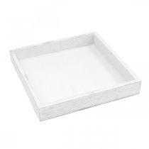 Artikel Deko Tablett Weiß quadratisch Holz Vintage 19×19cm 2St