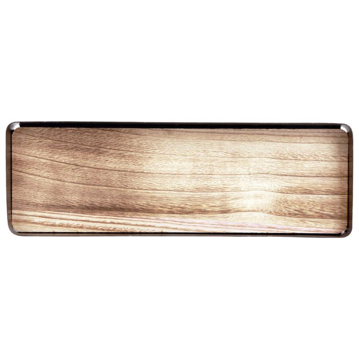 Artikel Dekotablett aus Metall und Holz 40x13x3cm Schwarz Natur
