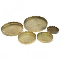 Metallteller zum Dekorieren, Tischdeko, Kerzentablett rund Golden Antik-Optik Ø7,5/10/12/15/18cm H2cm 5er-Set