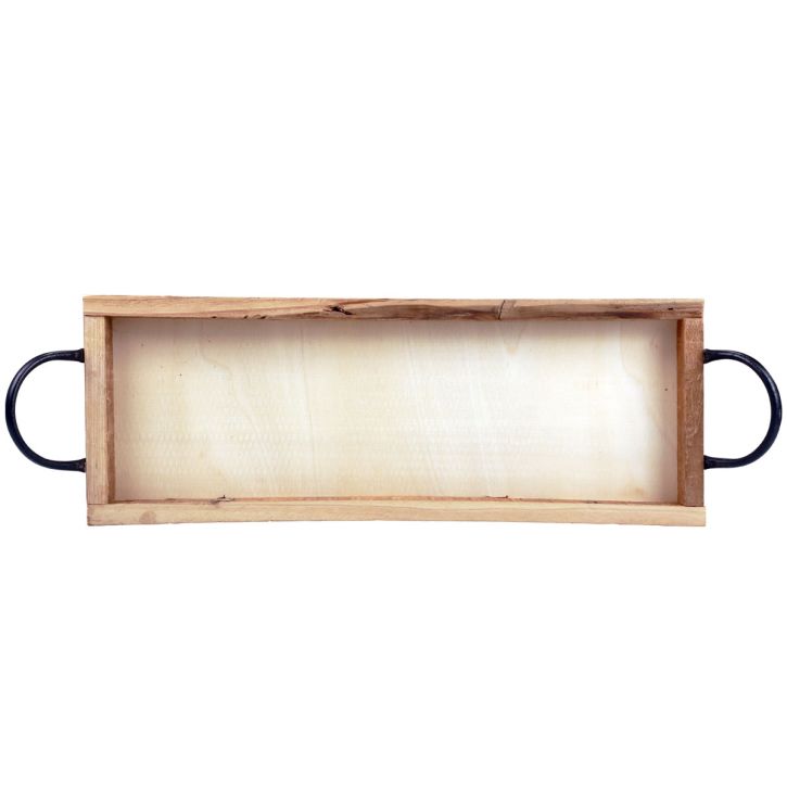 Holztablett mit Griffen Deko Tablett länglich Natur 50×19×3cm