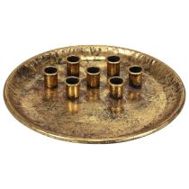 Kerzenteller Metall Vintage Gold Stabkerzenhalter Ø30cm