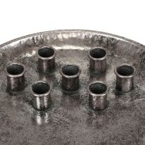 Kerzenteller Metall Vintage Silber Stabkerzenhalter Ø30cm