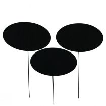Artikel Deko Tafel Schwarz Oval Dekostecker Holz 10×6cm 12St