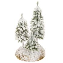 Artikel Künstliche Schneetannen 29cm auf Styroporunterlage mit Moos für Tisch- und Weihnachtsdekoration