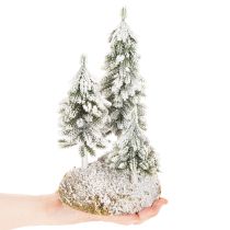 Artikel Künstliche Schneetannen 29cm auf Styroporunterlage mit Moos für Tisch- und Weihnachtsdekoration
