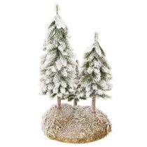 Artikel Künstliche Schneetannen 29cm auf Styroporunterlage mit Moos für Tisch- und Weihnachtsdekoration