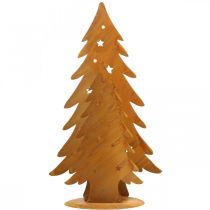 Artikel Windlicht aus Metall mit Tannenbaum-Motiv, Edelrost, H46cm B25,5cm, für Weihnachten