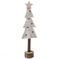 Artikel Tannenbaum Deko aus Filz mit Stern und Herz, Beige Rot, H21cm, 4 Stück