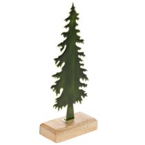 Artikel Deko-Tannenbaum aus Metall mit Holzsockel 26 cm grün