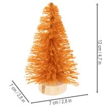 Artikel Miniatur Tannenbaum 12cm grün rot orange 6 Stück Holzsockel für Tischdeko