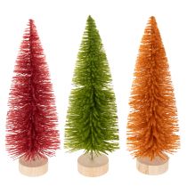 Artikel Künstliche Tannenbäume 31cm Kunststoff in Grün, Rot und Orange 3er Set