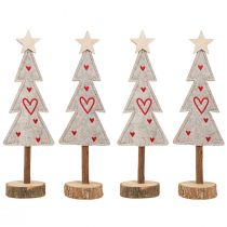 Artikel Tannenbaum Deko aus Filz mit Herzen Grau Rot 28cm 4 Stück