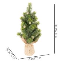 Artikel Künstlicher Mini-Weihnachtsbaum mit Jutesack, 38 cm, Grün
