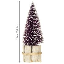 Artikel Deko-Tannenbaum Lila mit Schneespitze auf Holzfuß 15 cm 3er Set