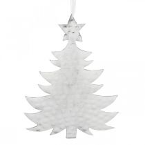 Artikel Anhänger Tannenbaum, Adventsdeko, Metalldeko für Weihnachten, Silbern 20,5×15,5cm