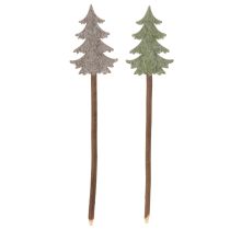 Artikel Deko-Tannenbaum auf Holzstab 45cm 6er-Set grün-grau