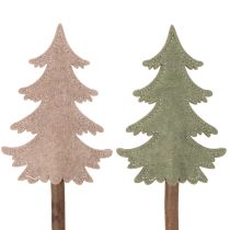 Artikel Deko-Tannenbaum auf Holzstab 45cm 6er-Set grün-grau