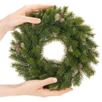 Artikel Künstlicher Tannenkranz mit Zapfen Ø 30 cm aus Kunststoff für Tür- und Tischdeko
