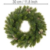 Artikel Künstlicher Tannenkranz mit Zapfen Ø 30 cm aus Kunststoff für Tür- und Tischdeko