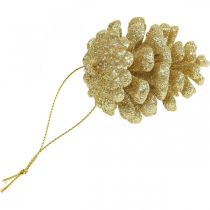 Christbaumschmuck Deko Zapfen Glitter Gold H7cm 6St