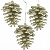 Artikel Christbaumschmuck Deko Zapfen Glitter Champagner H7cm 6St