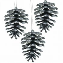 Artikel Christbaumschmuck Deko Zapfen Glitter Anthrazit H7cm 6St